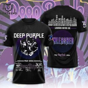 Deep Purple 1968-2024 Signature Legends Never Die Design 3D T-Shirt