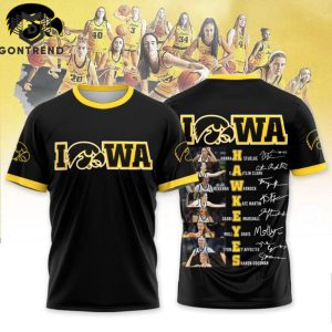 Iowa Hawkeyes 2024 NCAA Womens Basketball National Champions Signature Design Black 3D T-Shirt