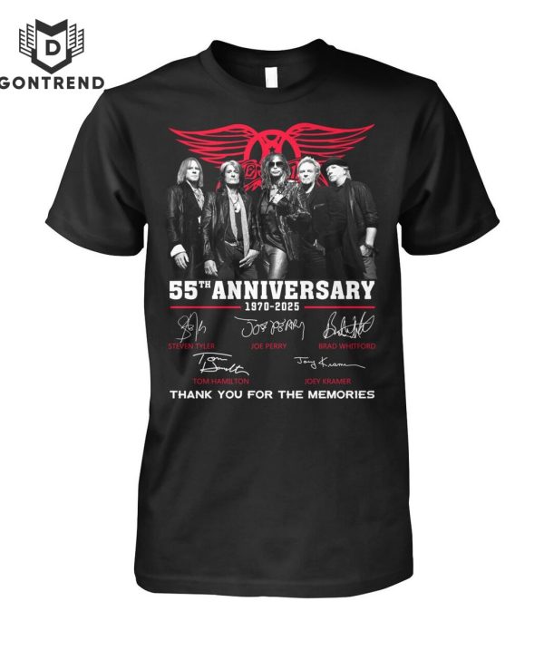 Aerosmith Band 55th Anniversary 1970-2025 Signature Thank You For The Memories T-Shirt