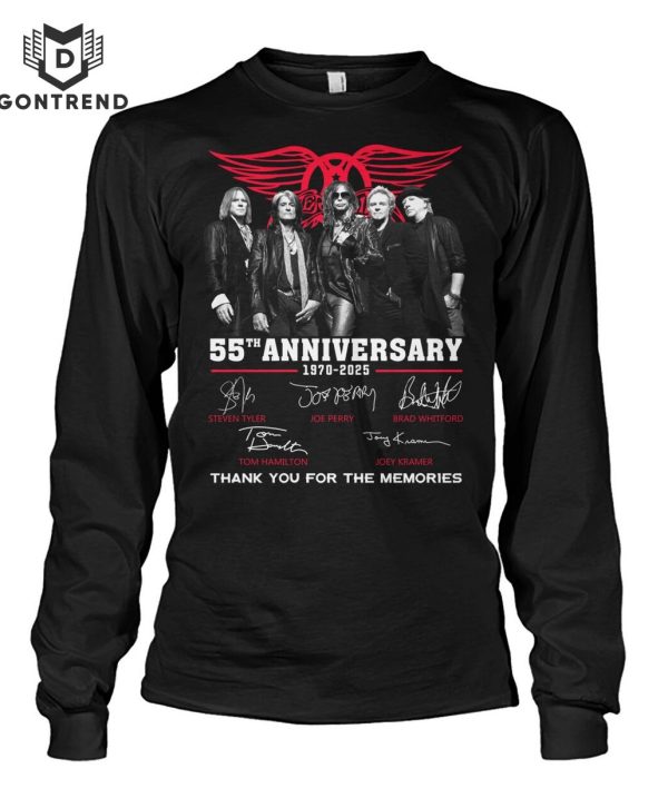 Aerosmith Band 55th Anniversary 1970-2025 Signature Thank You For The Memories T-Shirt