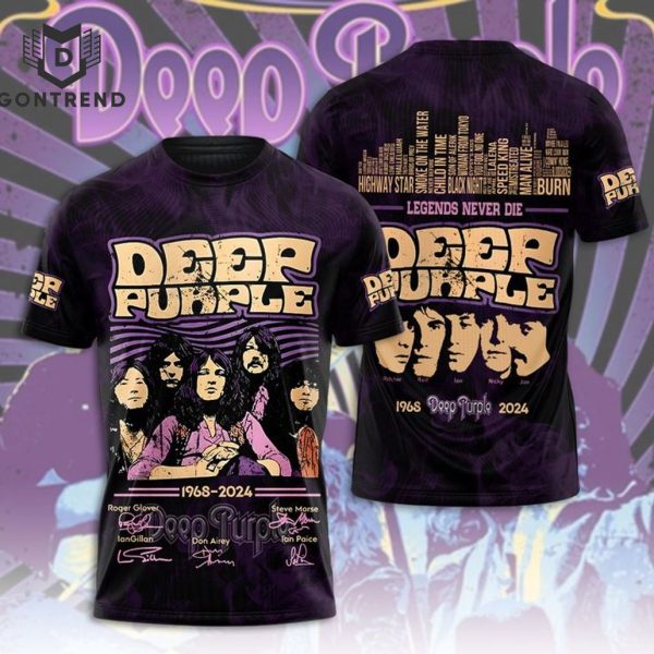 Deep Purple 1968-2024 Legends Never Die Design 3D T-Shirt