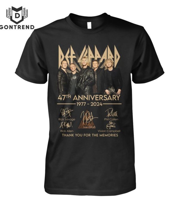 Def Leppard 47th Anniversary 1977-2024 Signature Thank You For The Memories T-Shirt