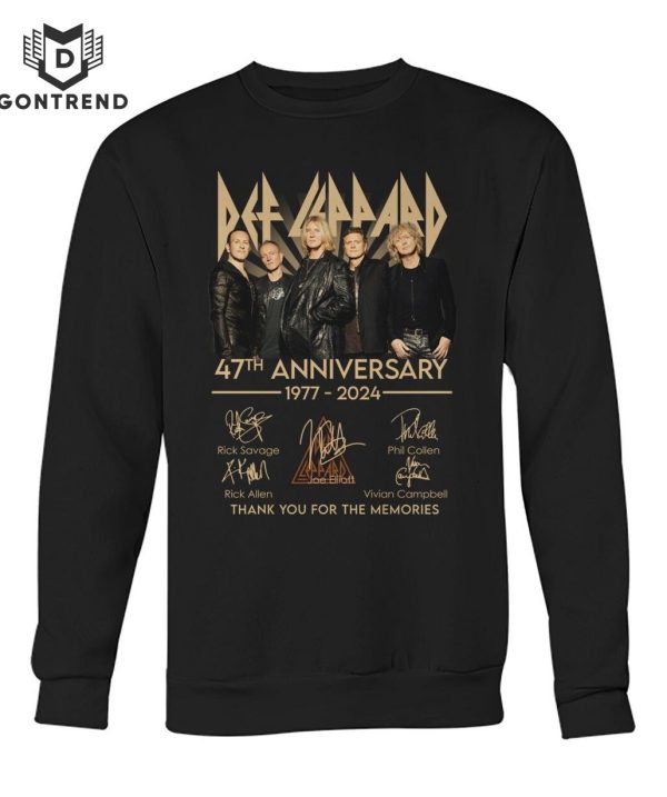 Def Leppard 47th Anniversary 1977-2024 Signature Thank You For The Memories T-Shirt