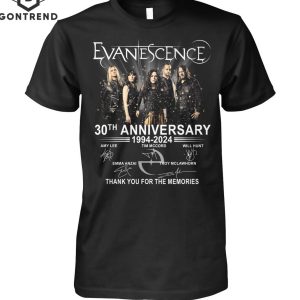 Evanescence 30th Anniversary 1994-2024 Signature Thank You For The Memories T-Shirt