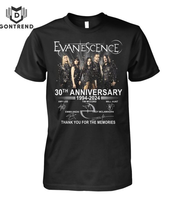 Evanescence 30th Anniversary 1994-2024 Signature Thank You For The Memories T-Shirt