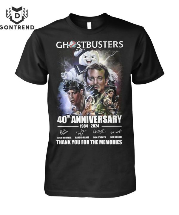 Ghostbuster 40th Anniversary 1984-2924 Signature Thank You For The Memories T-Shirt