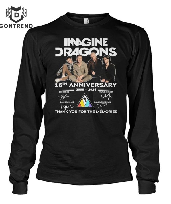 Imagine Dragons 16th Anniversary 2008-2024 Signature Thank You For The Memories T-Shirt