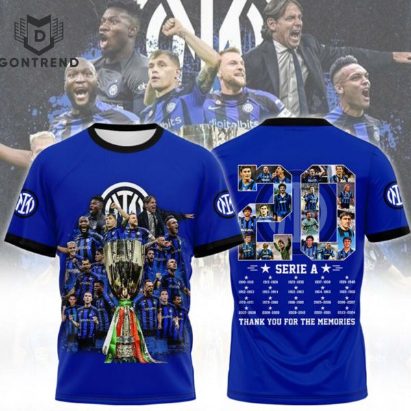 Inter Milan Champions Serie A Thank You For The Memories 3D T-Shirt