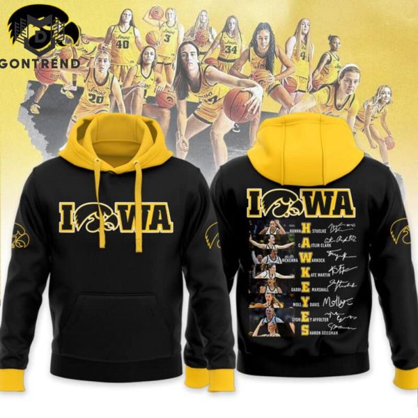 Iowa Hawkeyes 2024 NCAA Womens Basketball National Champions Signature Design Black Hoodie