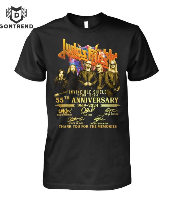 Judas Priest Invincible Shield Tour 2024 55th Anniversary 1969-2024 Signature Thank You For The Memories T-Shirt