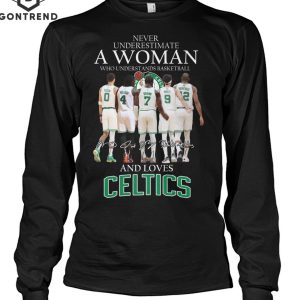 Never Underestimate A Woman Who Understands Basketball And Loves Boston Celtics Signature T-Shirt