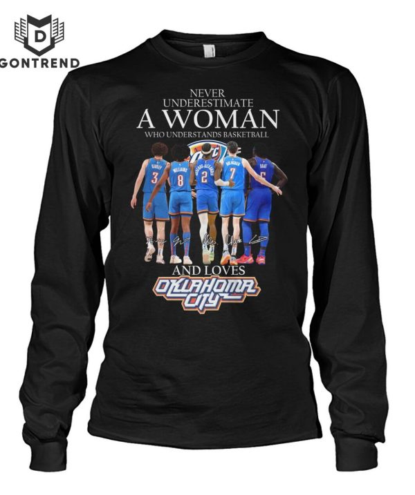 Never Underestimate A Woman Who Understands Basketball And Loves Oklahoma City Thunder T-Shirt