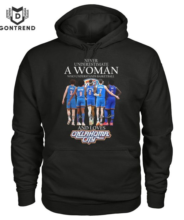 Never Underestimate A Woman Who Understands Basketball And Loves Oklahoma City Thunder T-Shirt