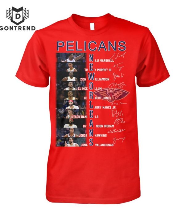 New Orleans Pelicans Basketball Team Signature T-Shirt