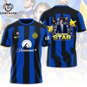 Inter Milan Second Star Scudetto Champions 23-24 Design 3D T-Shirt