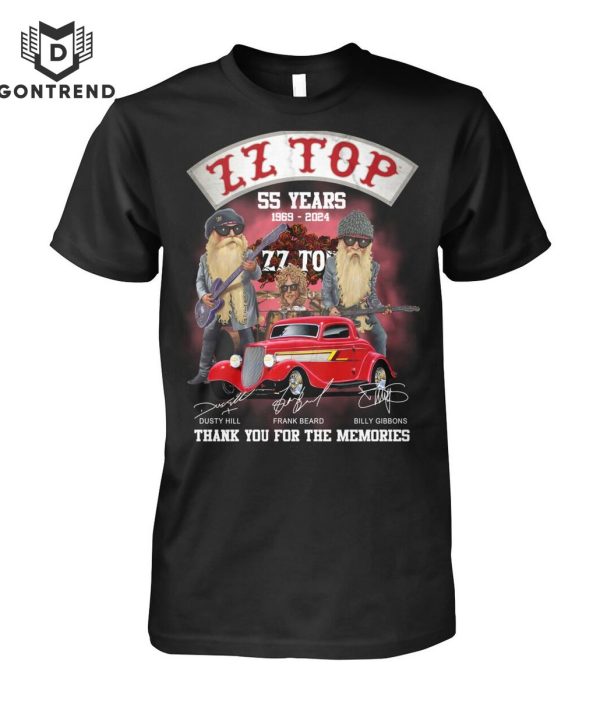 ZZ Top 55 Years 1969-2024 Signature Thank You For The Memories T-Shirt