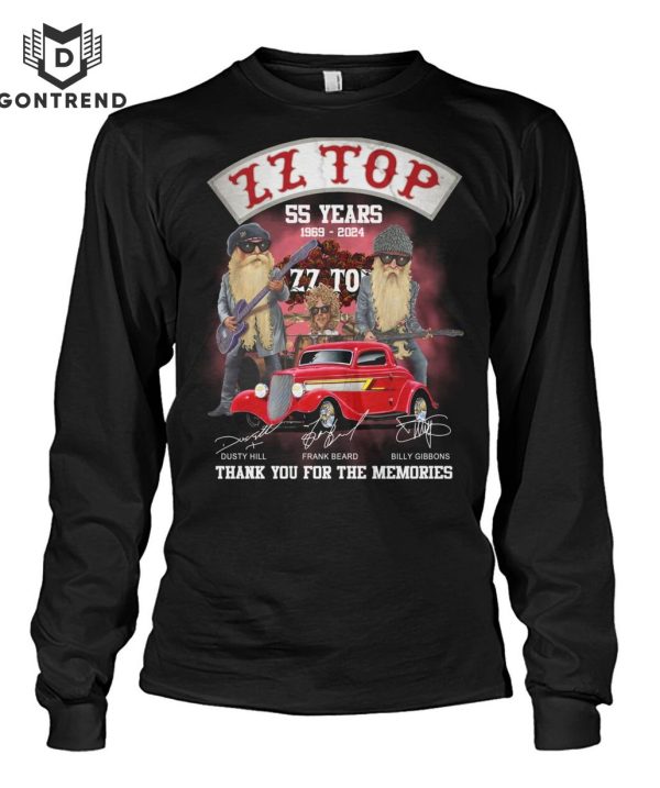 ZZ Top 55 Years 1969-2024 Signature Thank You For The Memories T-Shirt