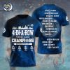 Champions 4 In A Row Manchester City Signature Design 3D T-Shirt