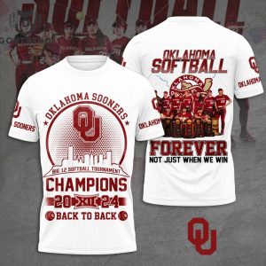 Back To Back 2024 Big 12 Softball Tournament Champions Oklahoma Sooners Design 3D T-Shirt