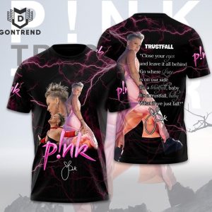 Pink Trustfall Signature Design 3D T-Shirt