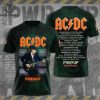 AC DC Pwerd Up Eu 2024 Design 3D T-Shirt