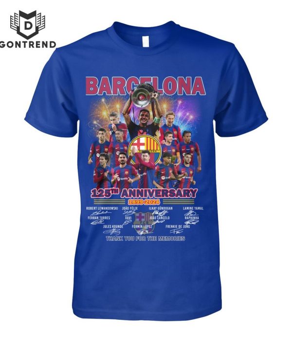 Barcelona 125th Anniversary 1899-2024 Signature Thank You For The Memories Unisex T-Shirt