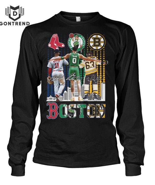 Boston Red Sox x Boston Celtics x Boston Bruins Signature Unisex T-Shirt