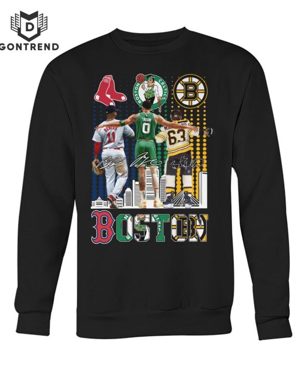 Boston Red Sox x Boston Celtics x Boston Bruins Signature Unisex T-Shirt