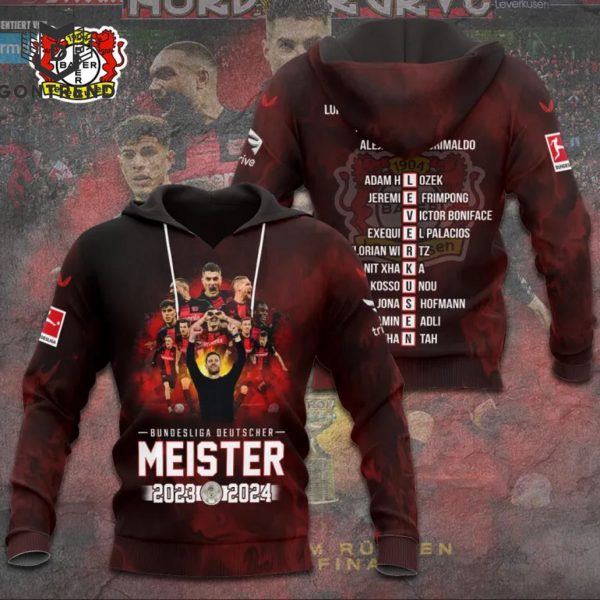 Bundesliga Deutscher Meister Bayer Leverkusen 2023-2024 Design Red Hoodie