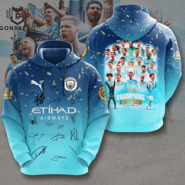 Champions 4 In A Row Manchester City Signature Hoodie