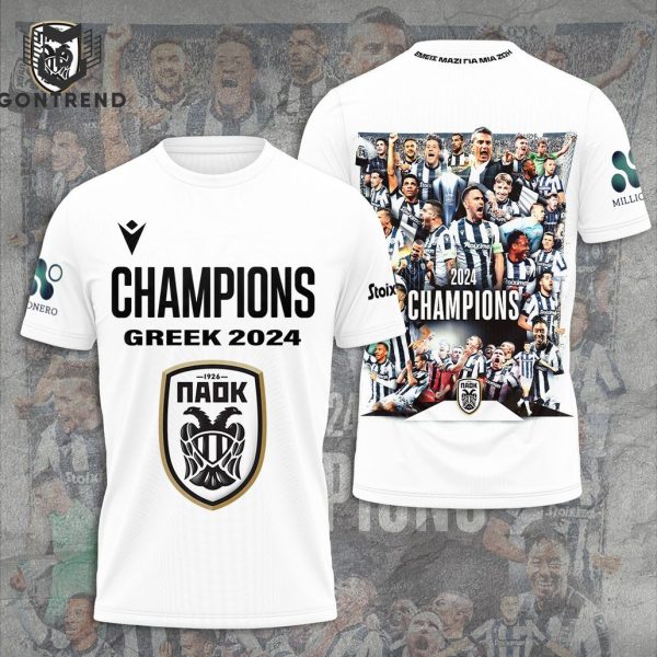 Champions Greek 2024 PAOK FC Design 3D T-Shirt