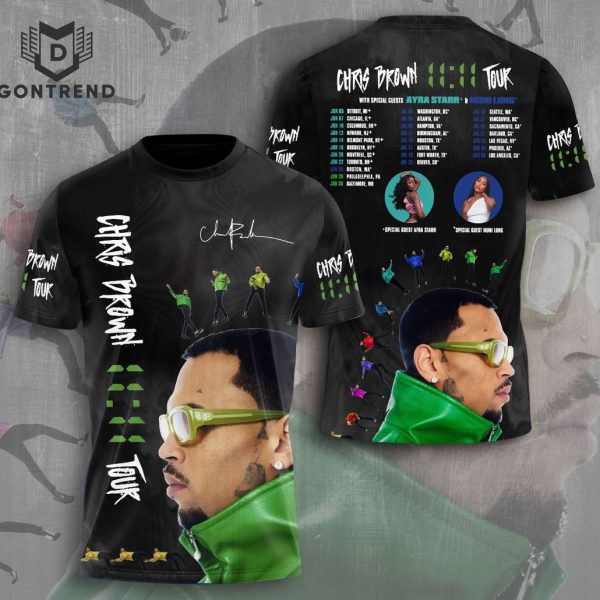 Chris Brown 11 11 Tour Signature Design 3D T-Shirt