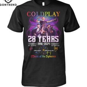 Coldplay 28 Years 1996-2024 Signature Music Of The Spheres Unisex T-Shirt