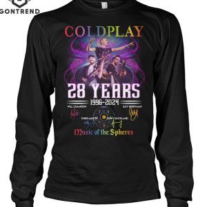 Coldplay 28 Years 1996-2024 Signature Music Of The Spheres Unisex T-Shirt