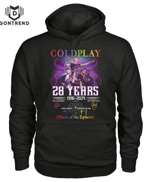 Coldplay 28 Years 1996-2024 Signature Music Of The Spheres Unisex T-Shirt