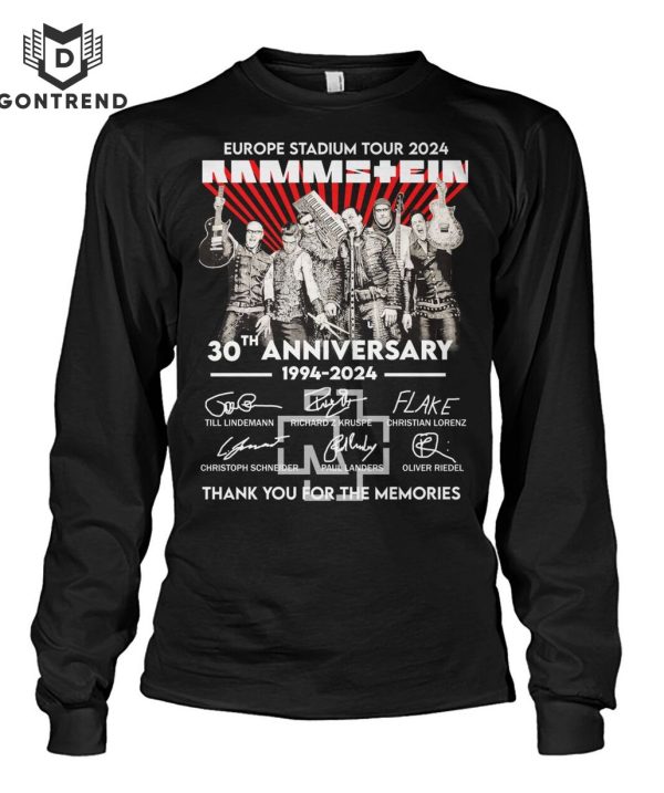 Europe Stadium Tour 2024 Rammstein 30th Anniversary 1994-2024 Signature Thank You For The Memories Unisex T-Shirt