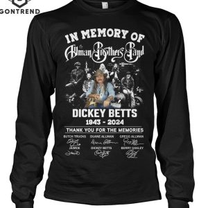 In Memory Of The Allman Brothers Band Dickey Betts 1943-2024 Signature Thank You For The Memories Unisex T-Shirt