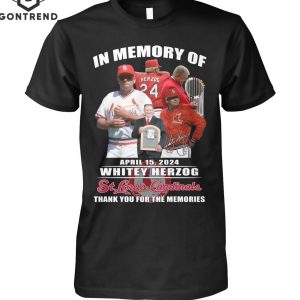 In Memory Of Whitey Herzog St Louis Cardinals Thank You For The Memories Unisex T-Shirt