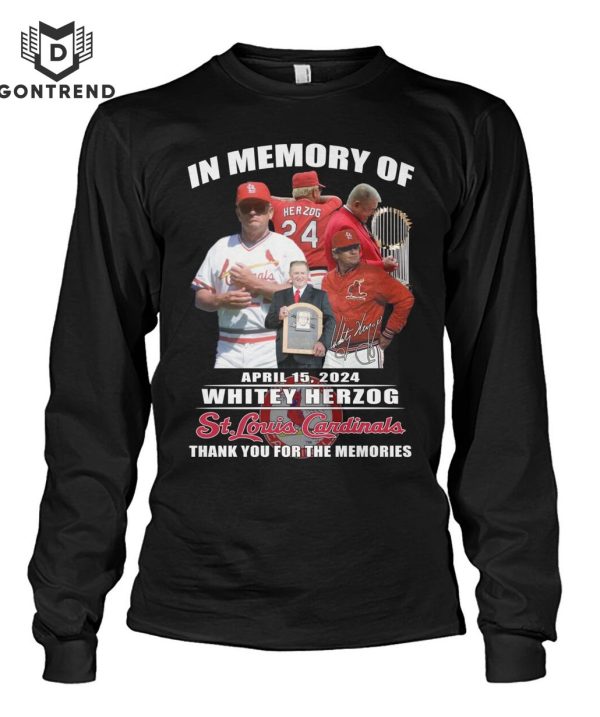 In Memory Of Whitey Herzog St Louis Cardinals Thank You For The Memories Unisex T-Shirt