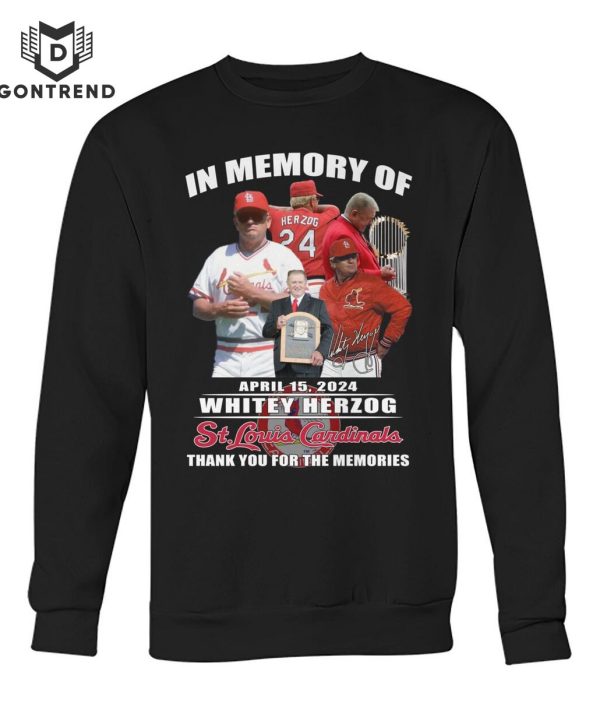 In Memory Of Whitey Herzog St Louis Cardinals Thank You For The Memories Unisex T-Shirt