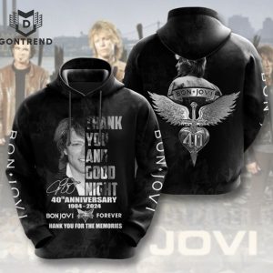 Bon Jovi 40th Anniversary 1984-2024 Signature Thank You And Good Night Hoodie