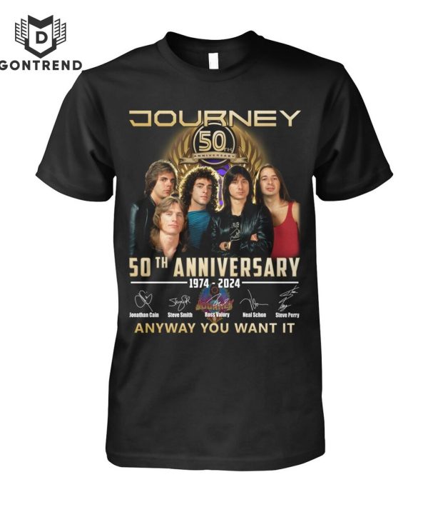 Journey 50th Anniversary 1974-2024 Signature Anyway You Want It Unisex T-Shirt