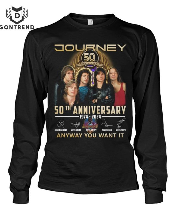 Journey 50th Anniversary 1974-2024 Signature Anyway You Want It Unisex T-Shirt