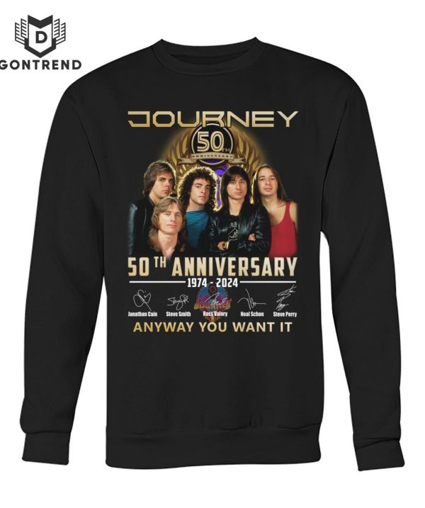 Journey 50th Anniversary 1974-2024 Signature Anyway You Want It Unisex T-Shirt