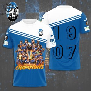 Uefa Europa League Champions Atalanta B.C 1907 3D T-Shirt