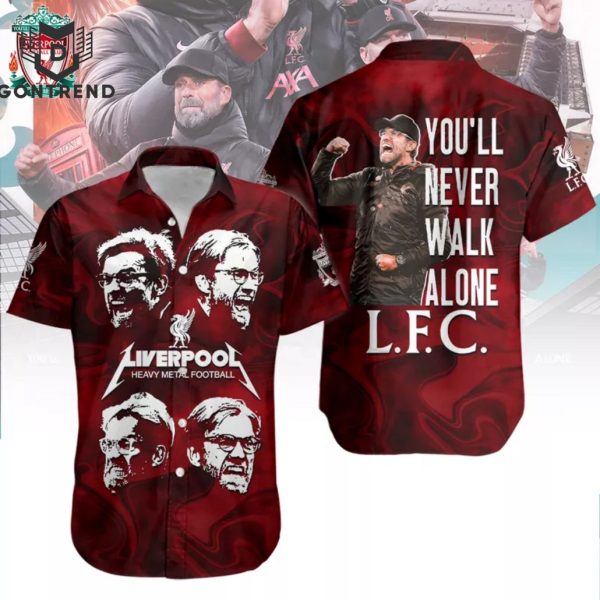 Liverpool Heavy Metal Football Coach Jurgen Klopp You II Never Walk Alone Hawaiian Shirt