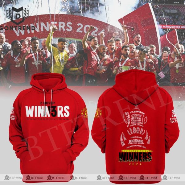 Manchester United FA Cup Winners 2024 13 Times Red Hoodie