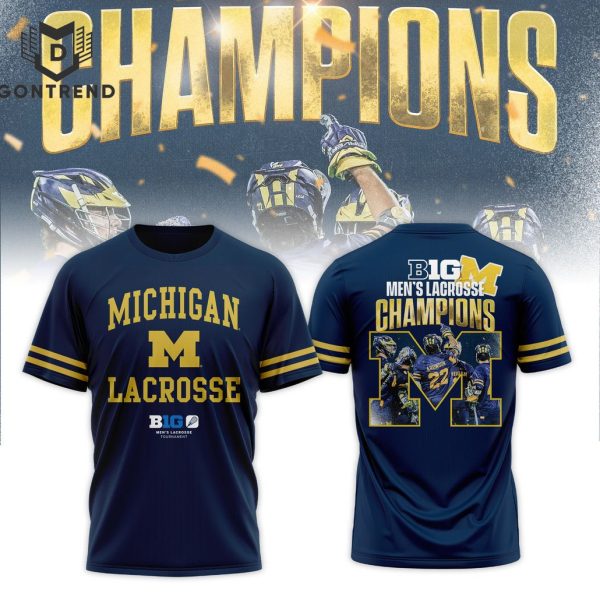 Michigan Wolverines Big Lacrosse Champions Design 3D T-Shirt