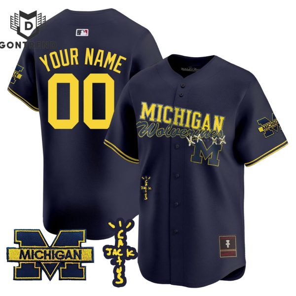 Michigan Wolverines Cactus Jack Drak Blue Baseball Jersey