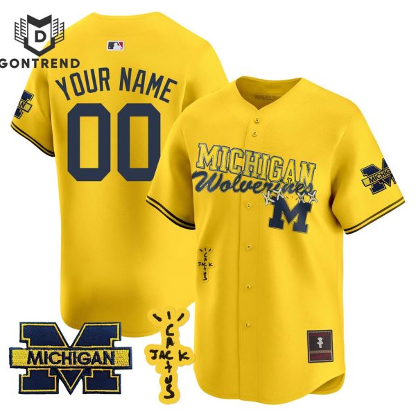 Michigan Wolverines Cactus Jack Gold Baseball Jersey